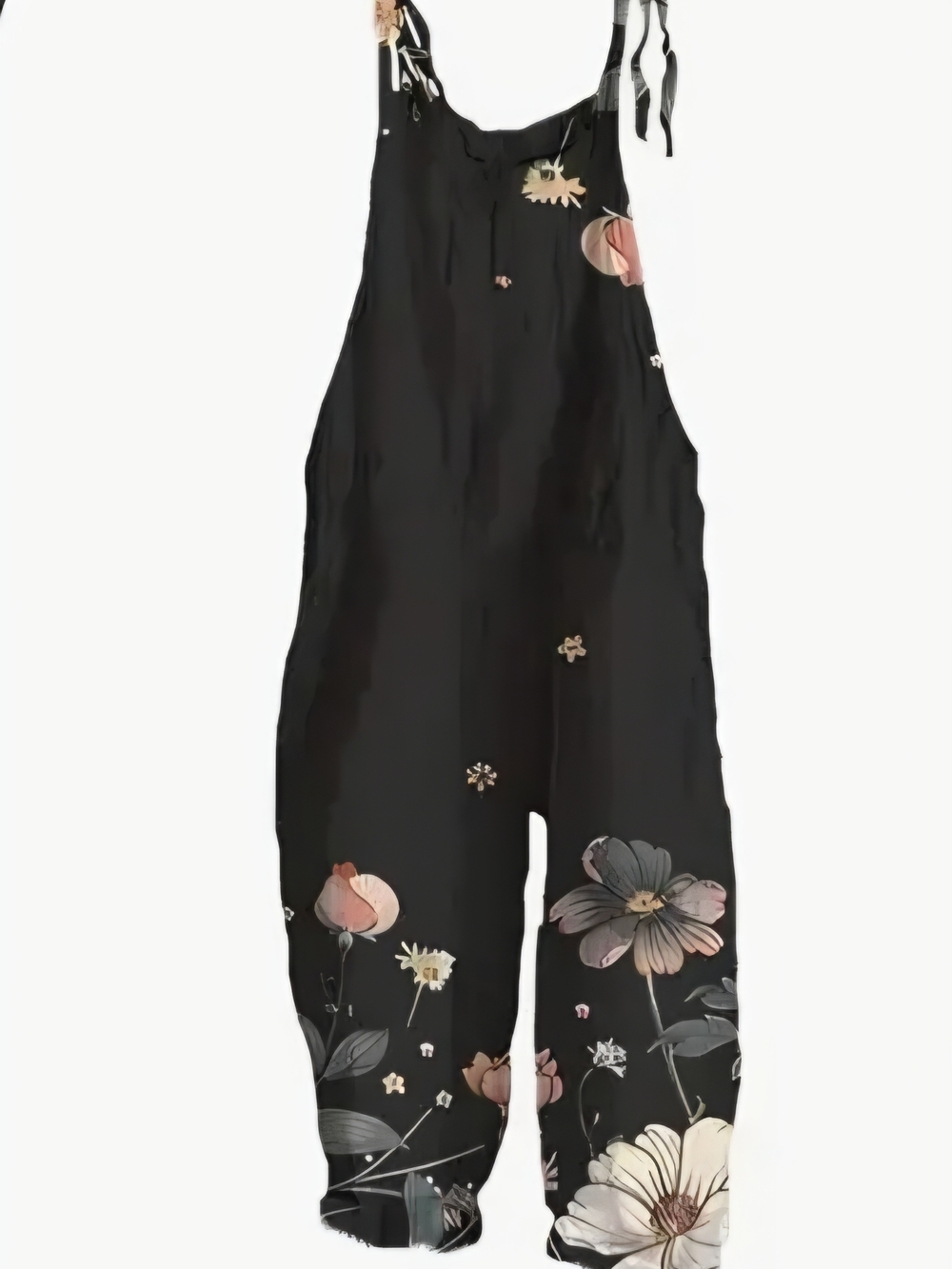 Black Floral Tie-Strap Wide-Leg Jumpsuit